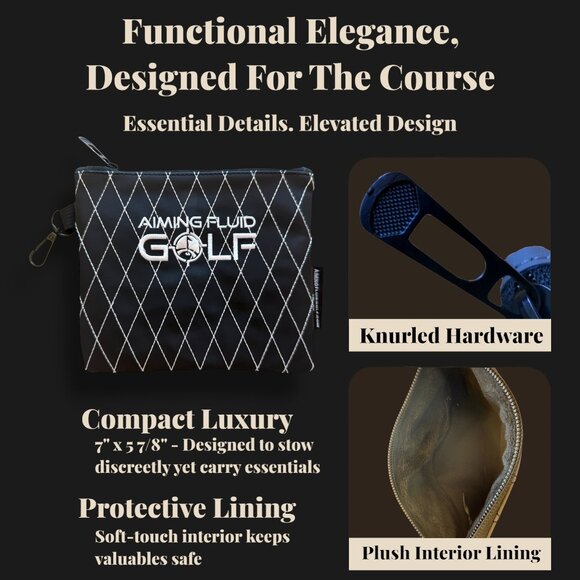 Premium Leather Golf Utility Pouch with Zippered Closure with Diamond Stitching - Picture 3 of 3